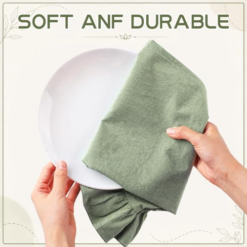 HunnmingRe 2 Pcs Sage Green Kitchen Towels Retro Towels Cotton Ruffled - color: Sage Green, style: Retro