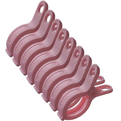 Plastic Clothes Pins Spring Clips Heavy Duty Laundry Clothespins Beach Towel Clips Clothes Pins Air-Drying Clothing Pin ，Set of 8 (Pink) - color: Pink