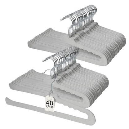 ManGotree Non Slip Velvet Pants Hangers Felt Jean Hangers 48 Pack Grey - color: Gray, size: 48 Pack