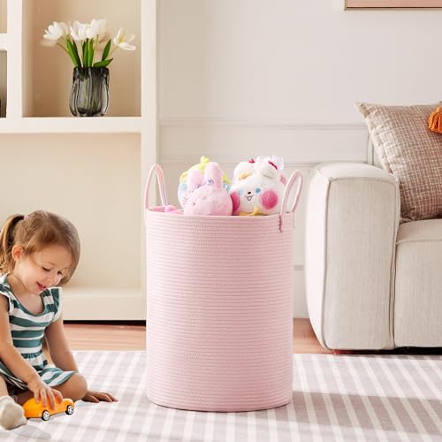 Large Pink Hamper Laundry Basket for Baby Kids 15Dx20H inches - color: Pink, size: Large (60L)