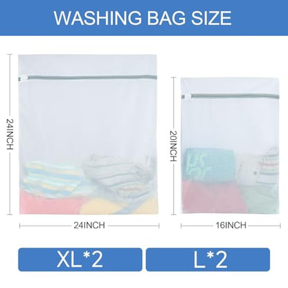4Pcs Large Mesh Laundry Bags（2L,2XL）Laundry Bags Mesh Wash Bags