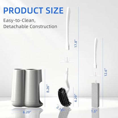 Toilet Brush and Holder Set with Pumice Stone Toilet Bowl Cleaner - color: Gray