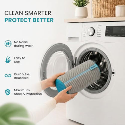 Shoe Washing Machine Bag for Washer and Dryer – 2pc Reusable Shoe Cleaning Bag for Sneakers & Tennis Shoes - color: GREY