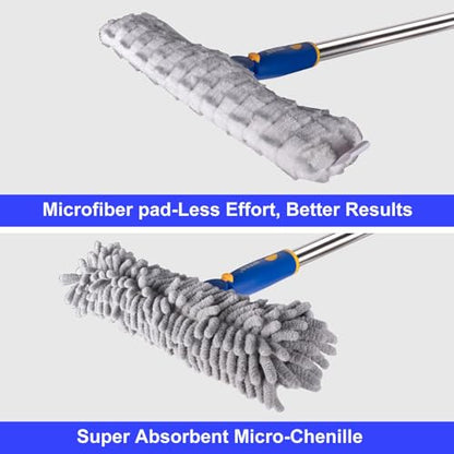 Window Squeegee with 75" Extension Pole, ITTAR Rubber Water Wiper for Glass - color: Blue&white-4