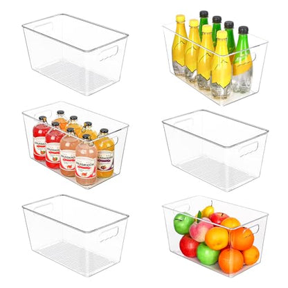 Vtopmart 6 Pack Clear Storage Bins, Pantry Storage Bins with Handle, XL - size: XL(13"×7.4"×7")