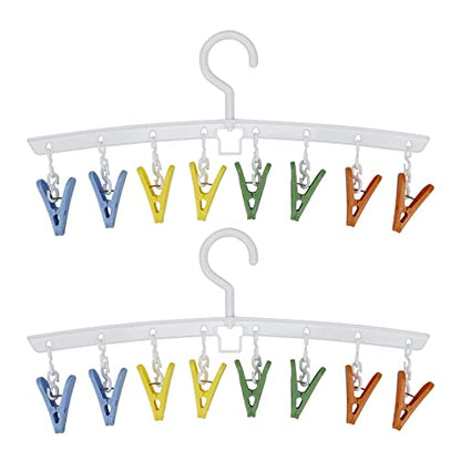 EIKS 2 Pack Drying Rack Laundry Hanger with 8 Clips