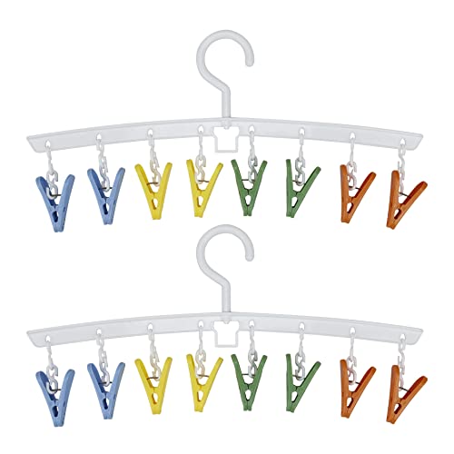 EIKS 2 Pack Drying Rack Laundry Hanger with 8 Clips