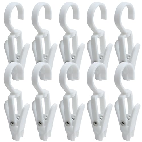 Uenhoy 10 Pcs Plastic Clothes Pins, 360 Swivel Laundry Clips, White