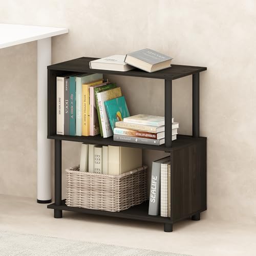 Furinno Reed 3-Tier Geometric Book Shelf with Open Shelf, Espresso - color: Espresso, size: 11.8 (D) x 23.6 (W) x 25.4 (H) inches