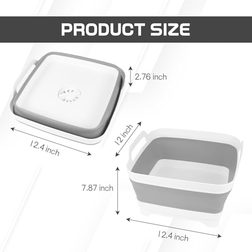 Hovom Collapsible Wash Basin with Drain Plug, 2.2 Gal (8.5L) Portable Sink - color: Gray