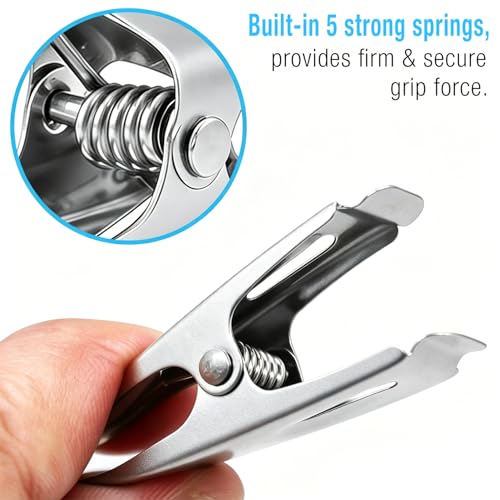 50 Pack Clothes Pins, Stainless Steel Clothespins Metal Clothes Pegs Laundry Pins Heavy Duty for Outdoor Home Kitchen Travel Office - color: Silver-b