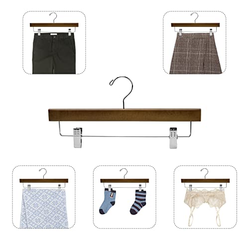 Nature Smile Wooden Pants Skirt Trousers Hangers with Clips (10Pcs Retro) - color: Retro
