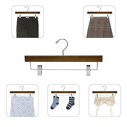 Nature Smile Wooden Pants Skirt Trousers Hangers with Clips (10Pcs Retro) - color: Retro