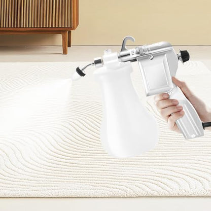 Textile Spot Cleaning Gun Electric, 60W High-Pressure Fabric Stain Remover with 0.65L Tank, Adjustable Spray Nozzle, 110V Upholstery Cleaning Tool for Carpets, Auto Interiors, Apparel(Silver)