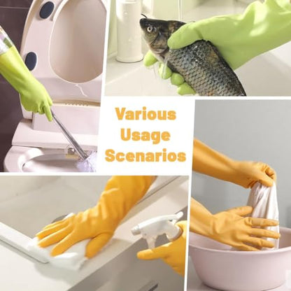Dishwashing Cleaning Gloves, Rubber Kitchen Glove 2 Pairs