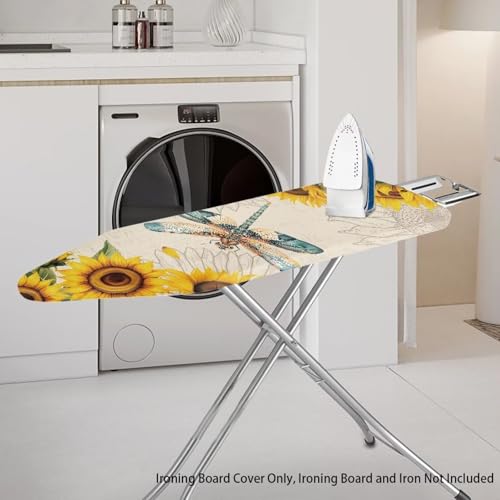 Dragonfly Ironing Board Cover and Pad, Stain Resistant Iron Board Cover with Padding Standard Size 15x54 Inch, Pressing Cloth for Ironing - color: Dragonfly