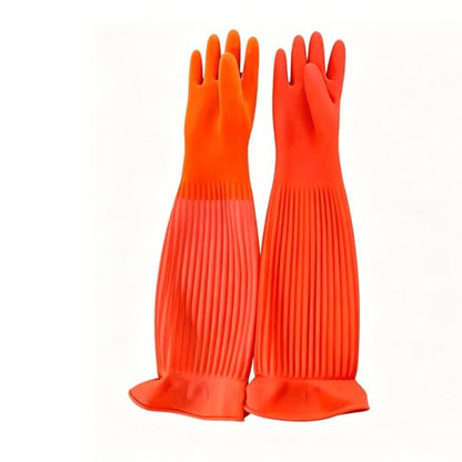 Long Plush Rubber Household Red Cleaning Gloves