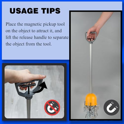 Magnetic Pickup Tool - Heavy Duty Nail Magnet Sweeper with Quick Release - size: Quick Release Magnetic Sweeper