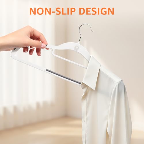 Yolife Cascading Plastic Clothes Hangers 10 Pack with Inner Hook for Vertical Storage, Slim Space Saving Hangers with Non-Slip Pads, 360° Swivel Metal Hook, Versatile, White & Gray - color: White & Gray