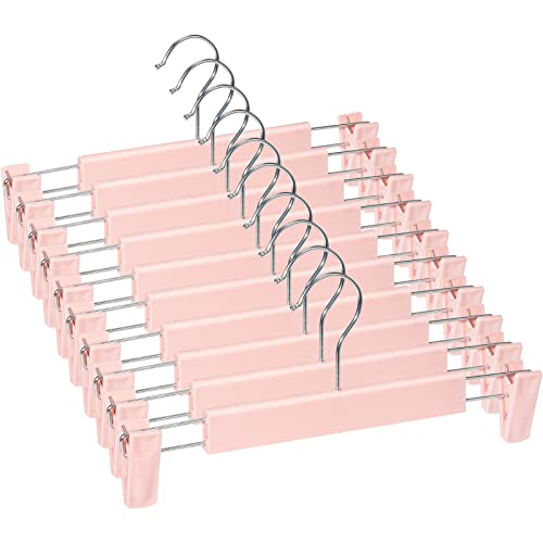 Pants Hangers with Clips, Skirt Hangers, 10 Pack, Pink - color: Pink, size: 10Pack