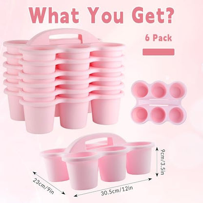 gisgfim 6 Pack Classroom Caddy Organizer with Handle, 6 Compartments, Pink - color: Pink