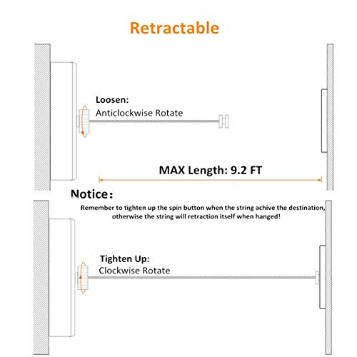 JOOM Retractable Clothesline,9.2FT Wall-Mounted Laundry Line,Brushed Nickel - color: Brushed Nickel