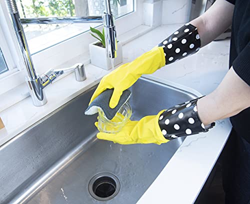 Glam Gloves Diswasher's Thick Latex Gloves for Kitchen & Home, Long Sleeves, One Size Fits All, 1 Pair, Yellow
