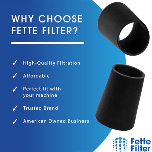 Fette Filter - 25-1202 Foam Filter Compatible with Stanley 1-5 Gallon Wet/Dry Vacuum SL18910P-3, SL18129, SL18133,SL18129 Filter Sponge Vacuum Cleaner -Pack of 3