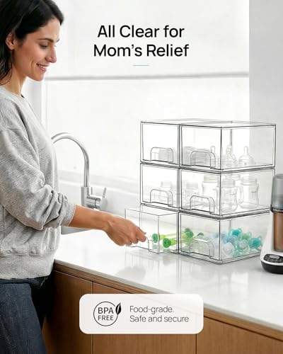 Vtopmart 2 Pack Small Clear Stackable Storage Drawers for Desk, Countertop - style: 2pack-Clear