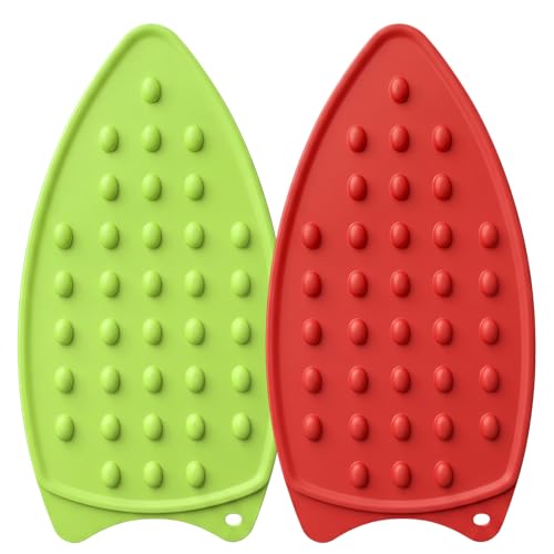 2 Pcs Silicone Iron Rest Pad, Green/Red - color: Green & Red