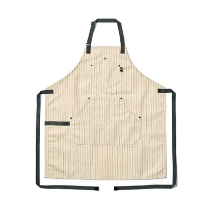 HexClad Eco Modern Chef Apron for Cooking and Grilling, Professional HexTwill Fabric Aprons with Pockets - color: Pinstripe Cream