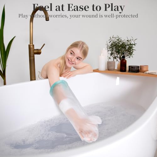 mosago Waterproof Cast Covers for Shower Arm Kids - color: Green, size: Arm-L（length 22.4"）