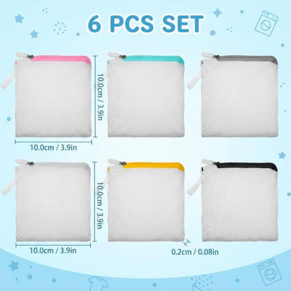 6PCS Small Mesh Laundry Bags Set, Delicate Laundry Bag for Lingerie and Socks, Compact Washing Bags for Delicates with Secure Zipper Closure, Ideal for Travel and Daily Laundry Organization
