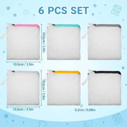 6PCS Small Mesh Laundry Bags Set, Delicate Laundry Bag for Lingerie and Socks, Compact Washing Bags for Delicates with Secure Zipper Closure, Ideal for Travel and Daily Laundry Organization