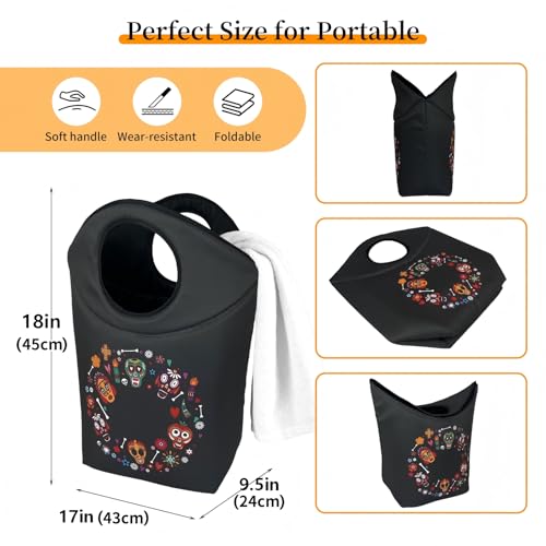 Collapsible Laundry Hamper, 18x17x9.5" Portable Storage Basket - color: Skeleton-6, size: 17"L x 9.5"W x 18"H