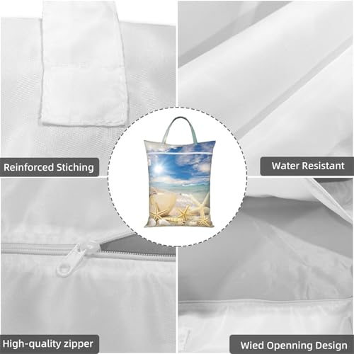 Sea Shells Star Fish Ocean Beach Tide Pool Travel Laundry Bags Cloth Diaper Wet Bags Handle Washable Dirty Clothes Bags Wet Dry Bag Suitcase Gym Swimming Pool College Dorm Wet Bag - color: 1 PC15, size: One Size