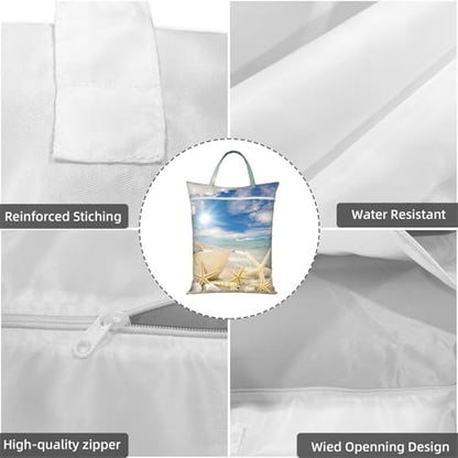 Sea Shells Star Fish Ocean Beach Tide Pool Travel Laundry Bags Cloth Diaper Wet Bags Handle Washable Dirty Clothes Bags Wet Dry Bag Suitcase Gym Swimming Pool College Dorm Wet Bag - color: 1 PC15, size: One Size