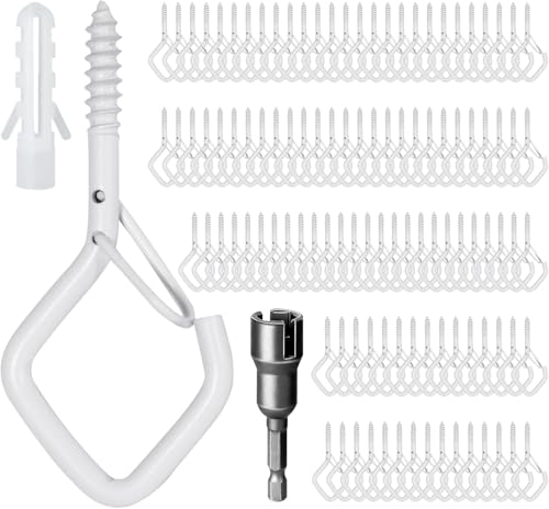 110 PCS Q-Hanger Hooks for String Lights, Ceiling Hangers for Plants & Wind Chimes, Christmas Decorations Outdoor Hooks White - color: White, size: 110