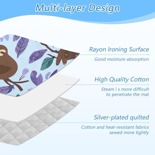Ironing Mat Pad for Table Portable Travel Iron Blanket Ironing Board Covers Pressing Mat Heat Press Pads 27.6x47.2 Inches Cartoon Sloths Branch Purple60 - color: Cartoon Sloths Branch Purple60