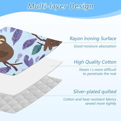 Ironing Mat Pad for Table Portable Travel Iron Blanket Ironing Board Covers Pressing Mat Heat Press Pads 27.6x47.2 Inches Cartoon Sloths Branch Purple60 - color: Cartoon Sloths Branch Purple60
