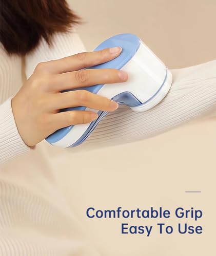 Fabric Shaver, Electric Lint Remover for Clothes & Furniture, Sweater Shaver & Pilling Remover, Depiller with 2 Extra Blades Included, Lint Shaver for Clothing - Battery Operated - color: Blue