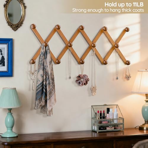 WGFKVAS Hat Rack for Wall with 14 Hooks, Solid Wooden - style: 1 Pack (14 hooks)