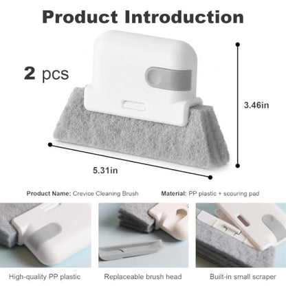 Magic Window Track Cleaning Brush, 2Pack Hand-held Groove Scrubber with Triangular Pad, Sliding Door Track Cleaner for Windows, Shower, Car Vents, Gray - color: Gray