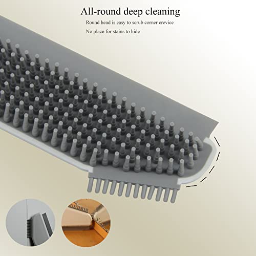 Multifunctional Cleaning Brush 2 Pcs Silicone Cleaning Brush Small Crevice Brush Scraper Brush Cleaner Kitchen Sink Squeegee Bathroom Countertop Floor Window Mirror Bathtub (White)