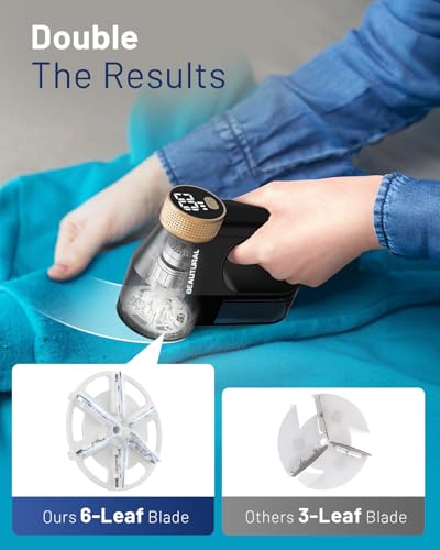 BEAUTURAL Fabric Shaver and Lint Remover, Rechargeable Sweater Defuzzer - color: Black