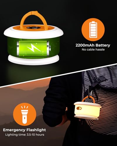 Camping String Lights, Retractable 32.8FT Rechargeable Fairy Light - color: White&Orange
