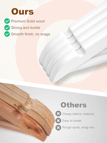 HOUSE DAY White Wooden Hangers 30 Pack, Heavy Duty Wooden Coat Hangers - color: White, size: 30 Pack