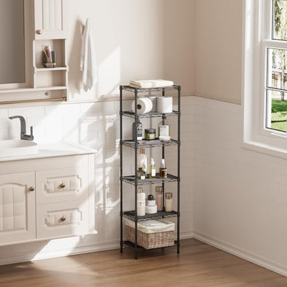 SINGAYE Metal Shelves Wire Shelving Storage Standing Adjustable Shelf Unit - color: Black, size: 6 Tier 10" D x 16" W x 63" H