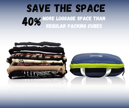 Compression Packing Cubes Set, Suitcase and Backpack Travel Organizer Bags - color: Deep Blue, size: 6Piece
