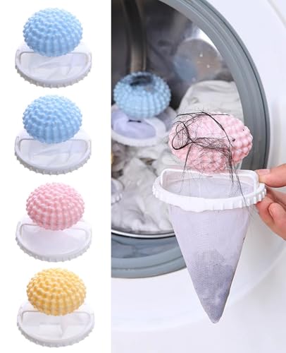 4PCS Hair Remover for Laundry - Floating Mesh Filter, Pet Dog & Cat Hair Catcher, Lint & Fur Remover for Washing Machine